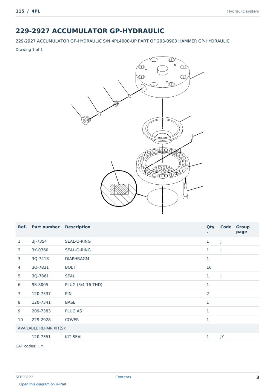Caterpillar 115 S/N 4PL Partsbook SEBP3122 (English) - sample page 3 of 10 Caterpillar 115 S/N 4PL Partsbook SEBP3122 (English) - sample page 3 of 10