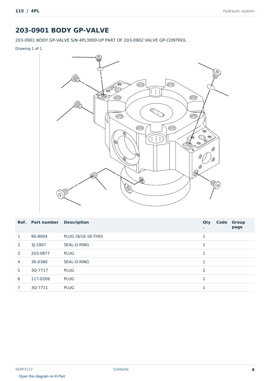 Caterpillar 115 S/N 4PL Partsbook SEBP3122 (English) - sample page 4 of 10 Caterpillar 115 S/N 4PL Partsbook SEBP3122 (English) - sample page 4 of 10