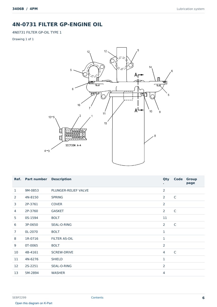 Caterpillar 3406B S/N 4PM Partsbook SEBP2299 (English) - sample page 6 of 10 Caterpillar 3406B S/N 4PM Partsbook SEBP2299 (English) - sample page 6 of 10