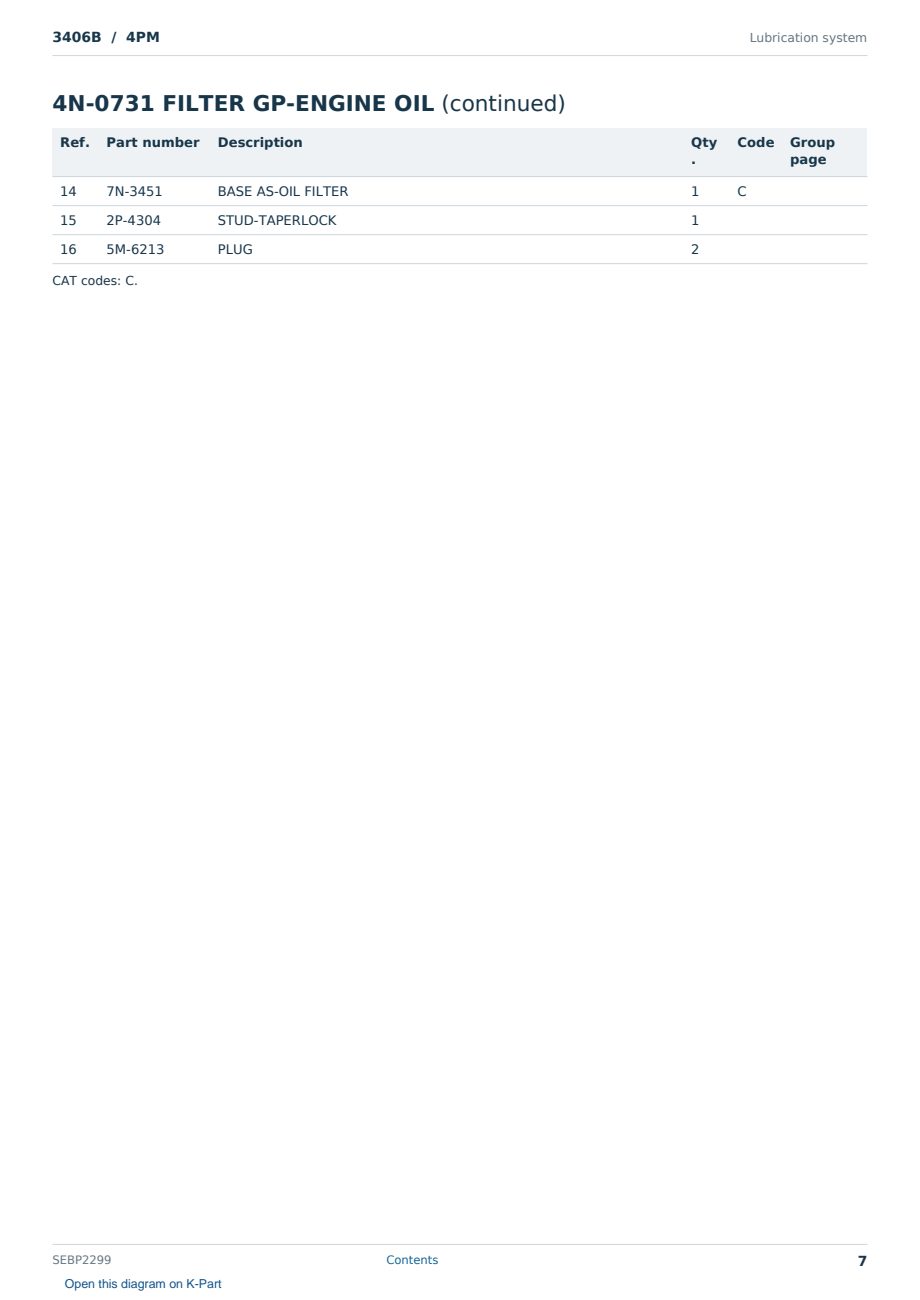 Caterpillar 3406B S/N 4PM Partsbook SEBP2299 (English) - sample page 7 of 10 Caterpillar 3406B S/N 4PM Partsbook SEBP2299 (English) - sample page 7 of 10