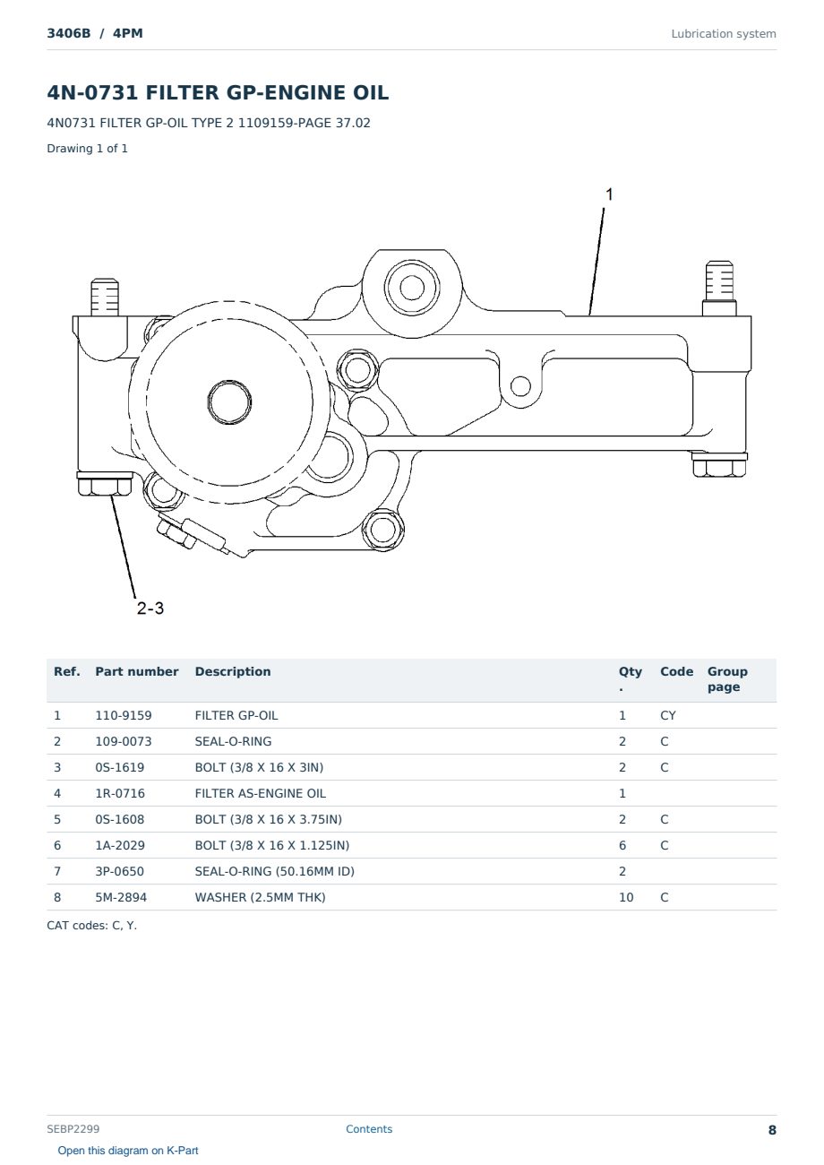 Caterpillar 3406B S/N 4PM Partsbook SEBP2299 (English) - sample page 8 of 10 Caterpillar 3406B S/N 4PM Partsbook SEBP2299 (English) - sample page 8 of 10