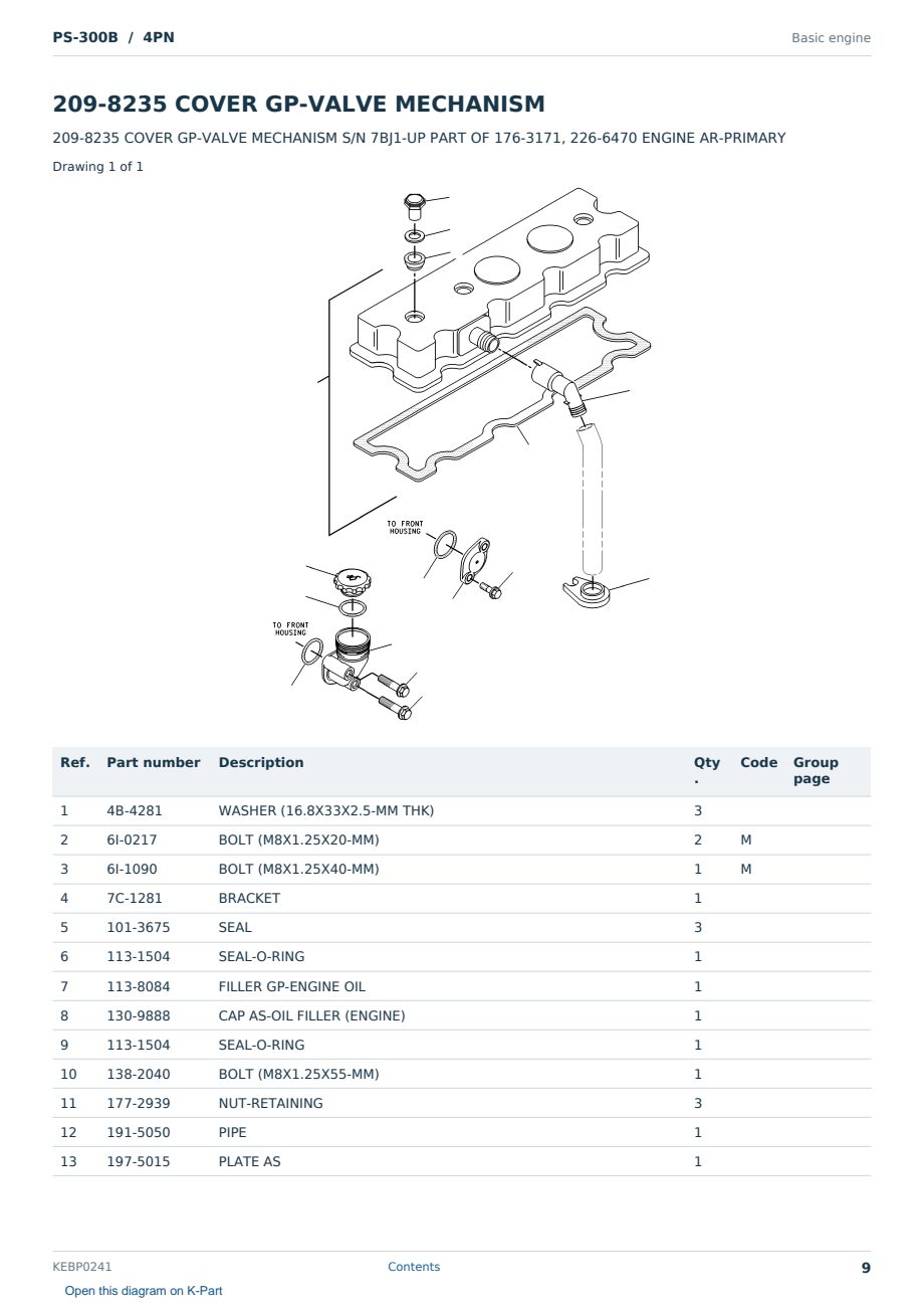 Caterpillar PS-300B S/N 4PN Partsbook KEBP0241 (English) - sample page 9 of 10 Caterpillar PS-300B S/N 4PN Partsbook KEBP0241 (English) - sample page 9 of 10