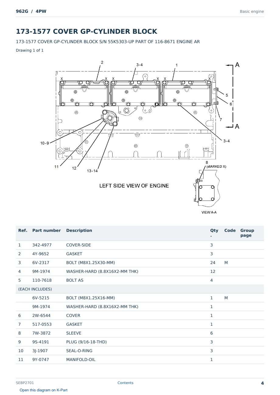 Caterpillar 962G S/N 4PW Partsbook SEBP2701 (English) - sample page 4 of 10 Caterpillar 962G S/N 4PW Partsbook SEBP2701 (English) - sample page 4 of 10