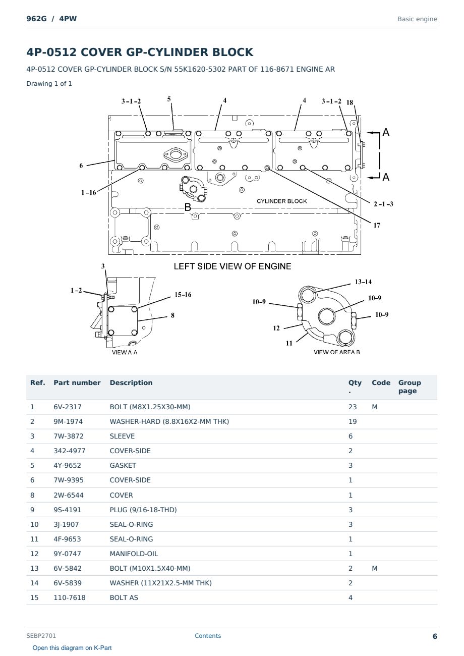 Caterpillar 962G S/N 4PW Partsbook SEBP2701 (English) - sample page 6 of 10 Caterpillar 962G S/N 4PW Partsbook SEBP2701 (English) - sample page 6 of 10