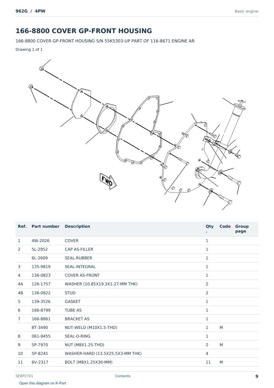Caterpillar 962G S/N 4PW Partsbook SEBP2701 (English) - sample page 9 of 10 Caterpillar 962G S/N 4PW Partsbook SEBP2701 (English) - sample page 9 of 10