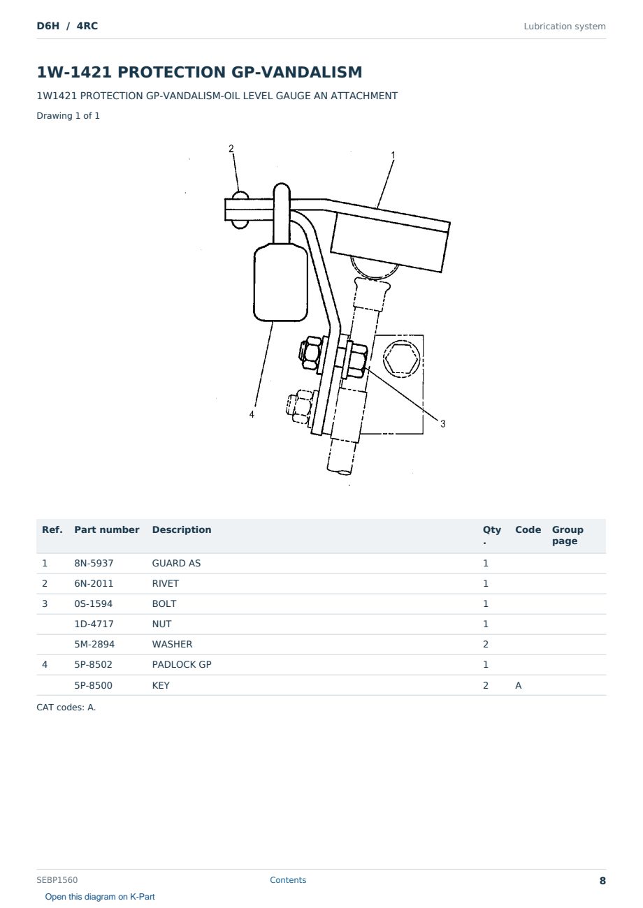 Caterpillar D6H S/N 4RC Partsbook SEBP1560 (English) - sample page 8 of 10 Caterpillar D6H S/N 4RC Partsbook SEBP1560 (English) - sample page 8 of 10