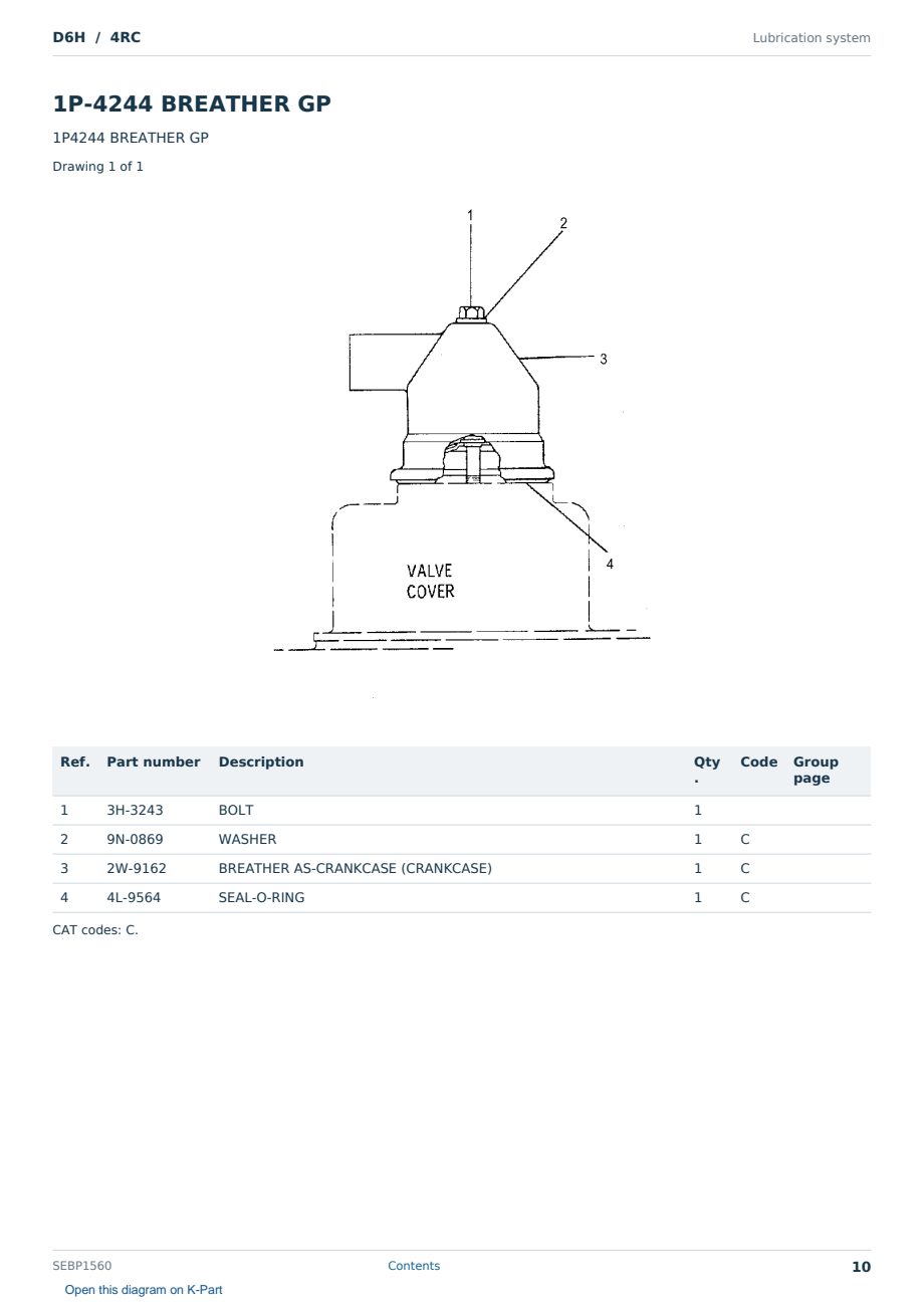 Caterpillar D6H S/N 4RC Partsbook SEBP1560 (English) - sample page 10 of 10 Caterpillar D6H S/N 4RC Partsbook SEBP1560 (English) - sample page 10 of 10