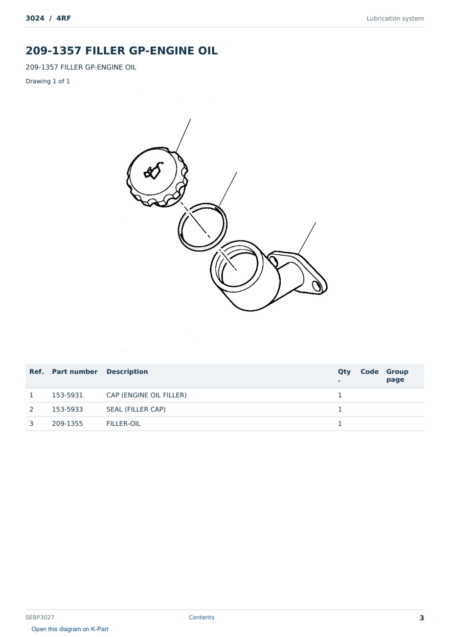 Caterpillar 3024 S/N 4RF Partsbook SEBP3027 (English) - sample page 3 of 10 Caterpillar 3024 S/N 4RF Partsbook SEBP3027 (English) - sample page 3 of 10
