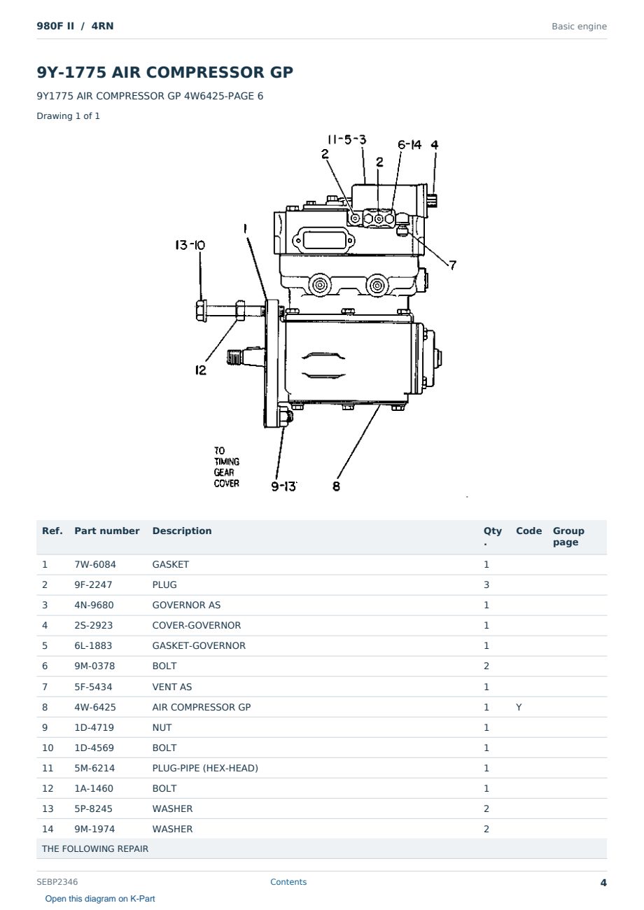 Caterpillar 980F II S/N 4RN Partsbook SEBP2346 (English) - sample page 4 of 10 Caterpillar 980F II S/N 4RN Partsbook SEBP2346 (English) - sample page 4 of 10