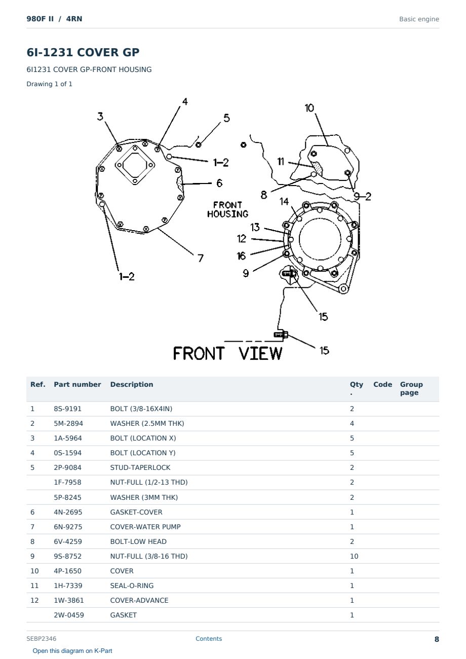 Caterpillar 980F II S/N 4RN Partsbook SEBP2346 (English) - sample page 8 of 10 Caterpillar 980F II S/N 4RN Partsbook SEBP2346 (English) - sample page 8 of 10