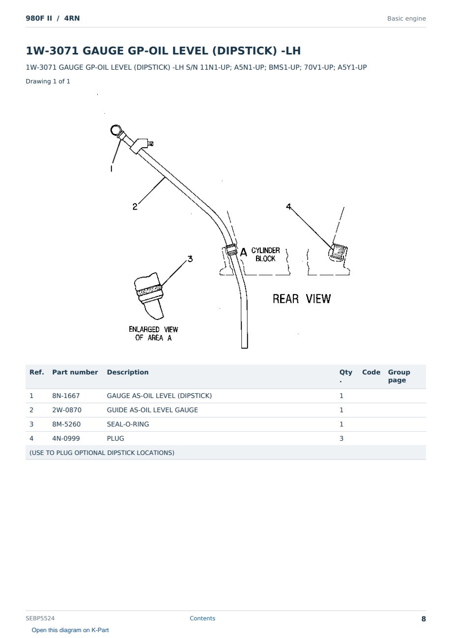 Caterpillar 980F II S/N 4RN Partsbook SEBP5524 (English) - sample page 8 of 10 Caterpillar 980F II S/N 4RN Partsbook SEBP5524 (English) - sample page 8 of 10