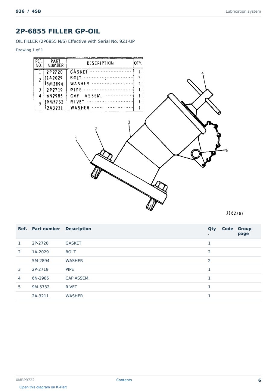 Caterpillar 936 S/N 4SB Partsbook XMBP9722 (English) - sample page 6 of 10 Caterpillar 936 S/N 4SB Partsbook XMBP9722 (English) - sample page 6 of 10
