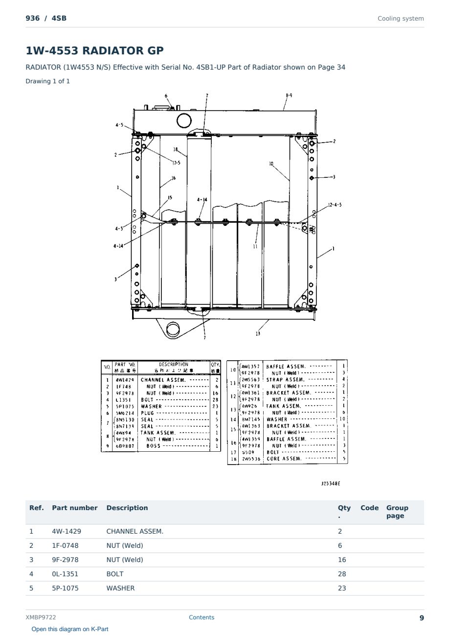 Caterpillar 936 S/N 4SB Partsbook XMBP9722 (English) - sample page 9 of 10 Caterpillar 936 S/N 4SB Partsbook XMBP9722 (English) - sample page 9 of 10