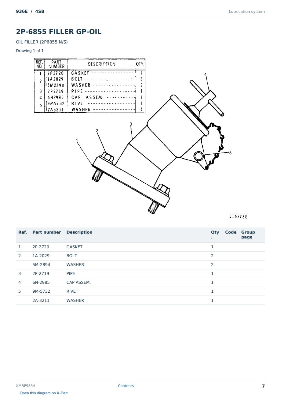 Caterpillar 936E S/N 4SB Partsbook XMBP9854 (English) - sample page 7 of 10 Caterpillar 936E S/N 4SB Partsbook XMBP9854 (English) - sample page 7 of 10