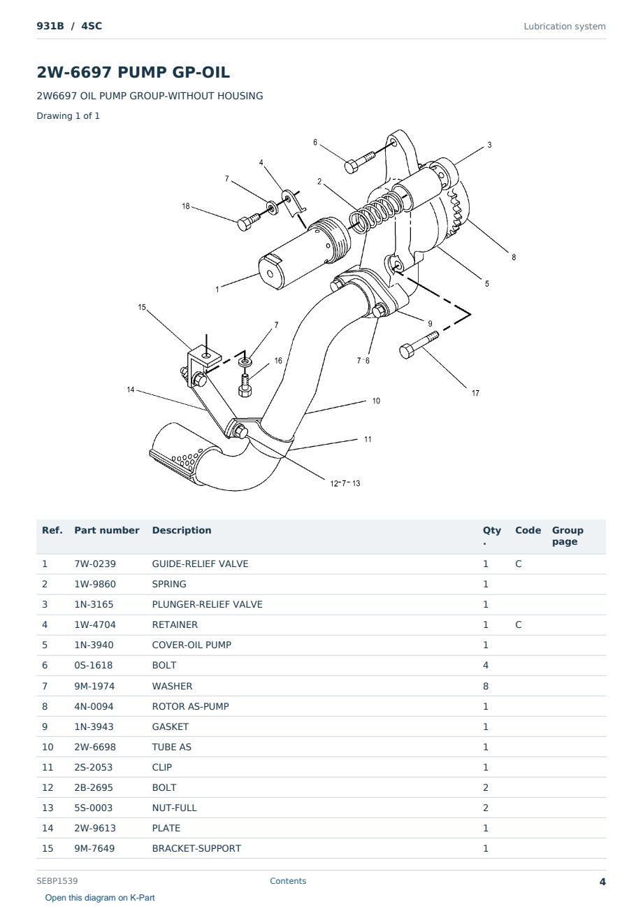 Caterpillar 931B S/N 4SC Partsbook SEBP1539 (English) - sample page 4 of 10 Caterpillar 931B S/N 4SC Partsbook SEBP1539 (English) - sample page 4 of 10