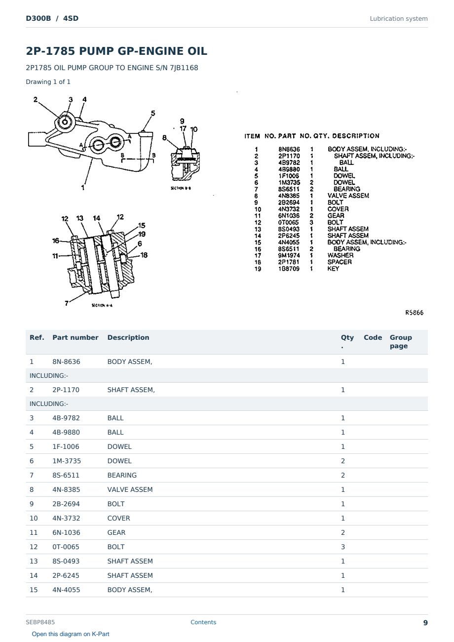 Caterpillar D300B S/N 4SD Partsbook SEBP8485 (English) - sample page 9 of 10 Caterpillar D300B S/N 4SD Partsbook SEBP8485 (English) - sample page 9 of 10