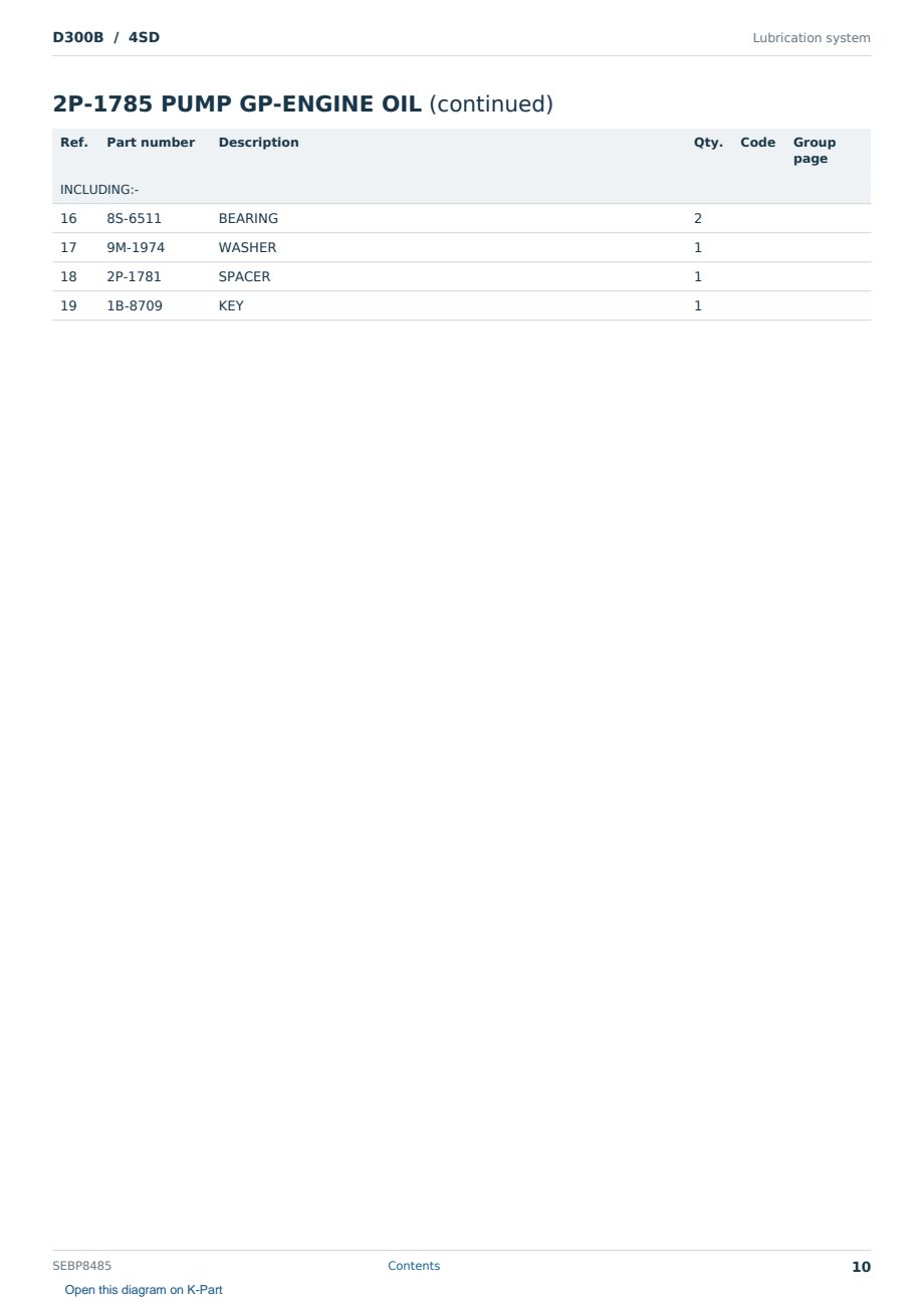 Caterpillar D300B S/N 4SD Partsbook SEBP8485 (English) - sample page 10 of 10 Caterpillar D300B S/N 4SD Partsbook SEBP8485 (English) - sample page 10 of 10