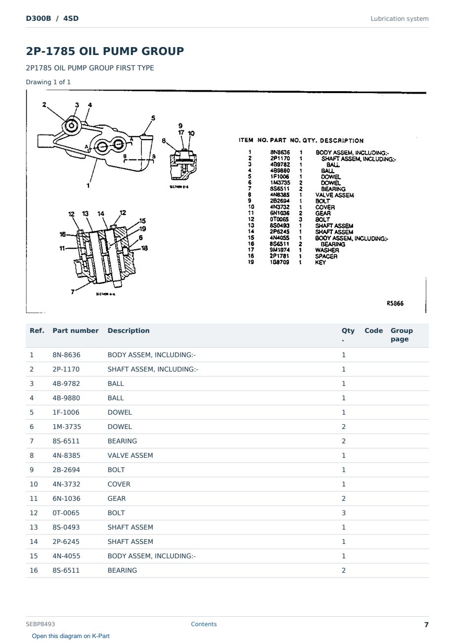 Caterpillar D300B S/N 4SD Partsbook SEBP8493 (English) - sample page 7 of 10 Caterpillar D300B S/N 4SD Partsbook SEBP8493 (English) - sample page 7 of 10
