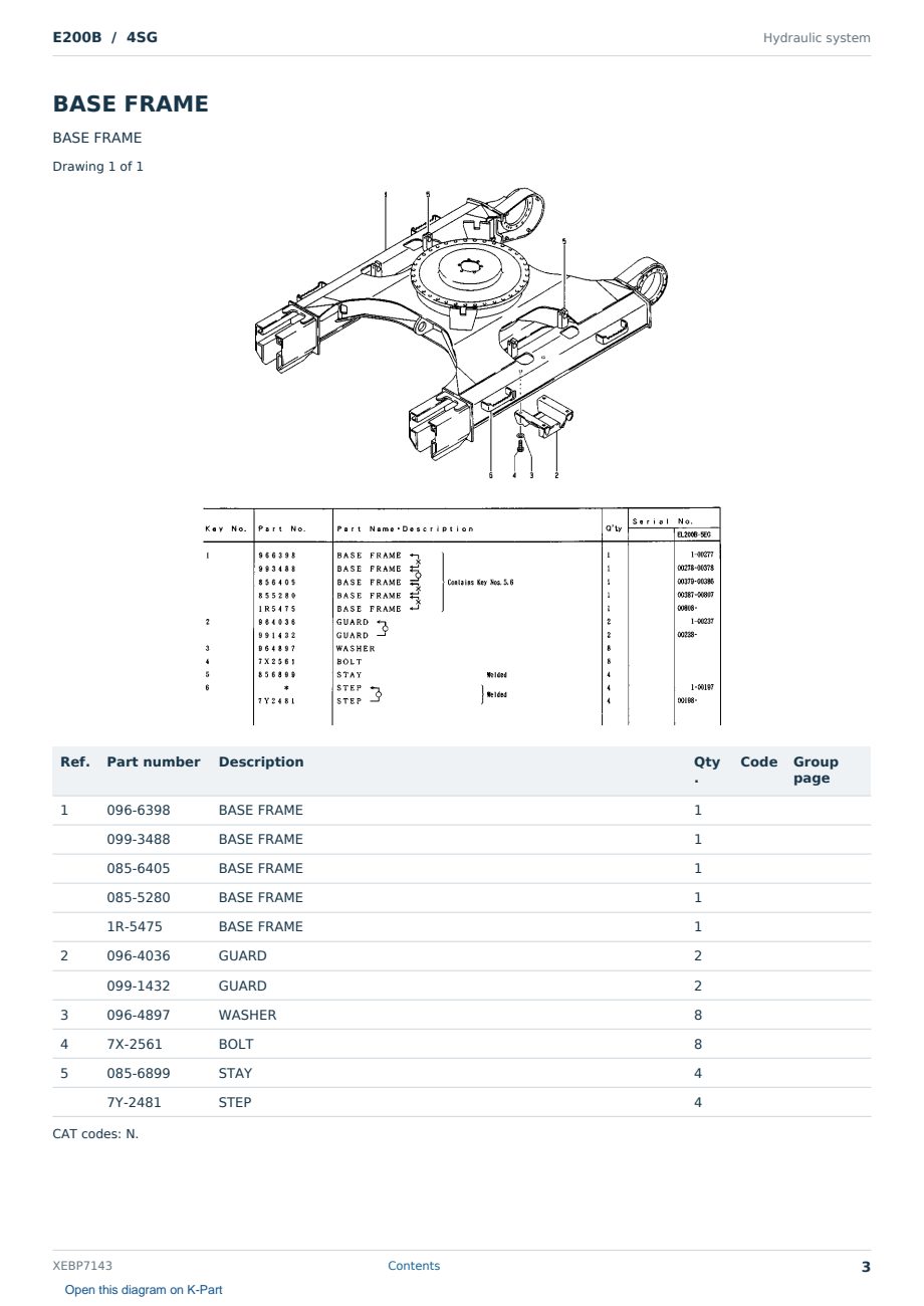 Caterpillar E200B S/N 4SG Partsbook XEBP7143 (English) - sample page 3 of 10 Caterpillar E200B S/N 4SG Partsbook XEBP7143 (English) - sample page 3 of 10