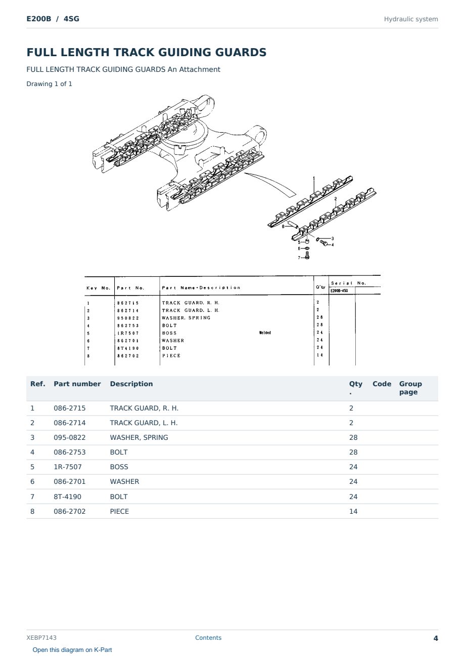 Caterpillar E200B S/N 4SG Partsbook XEBP7143 (English) - sample page 4 of 10 Caterpillar E200B S/N 4SG Partsbook XEBP7143 (English) - sample page 4 of 10