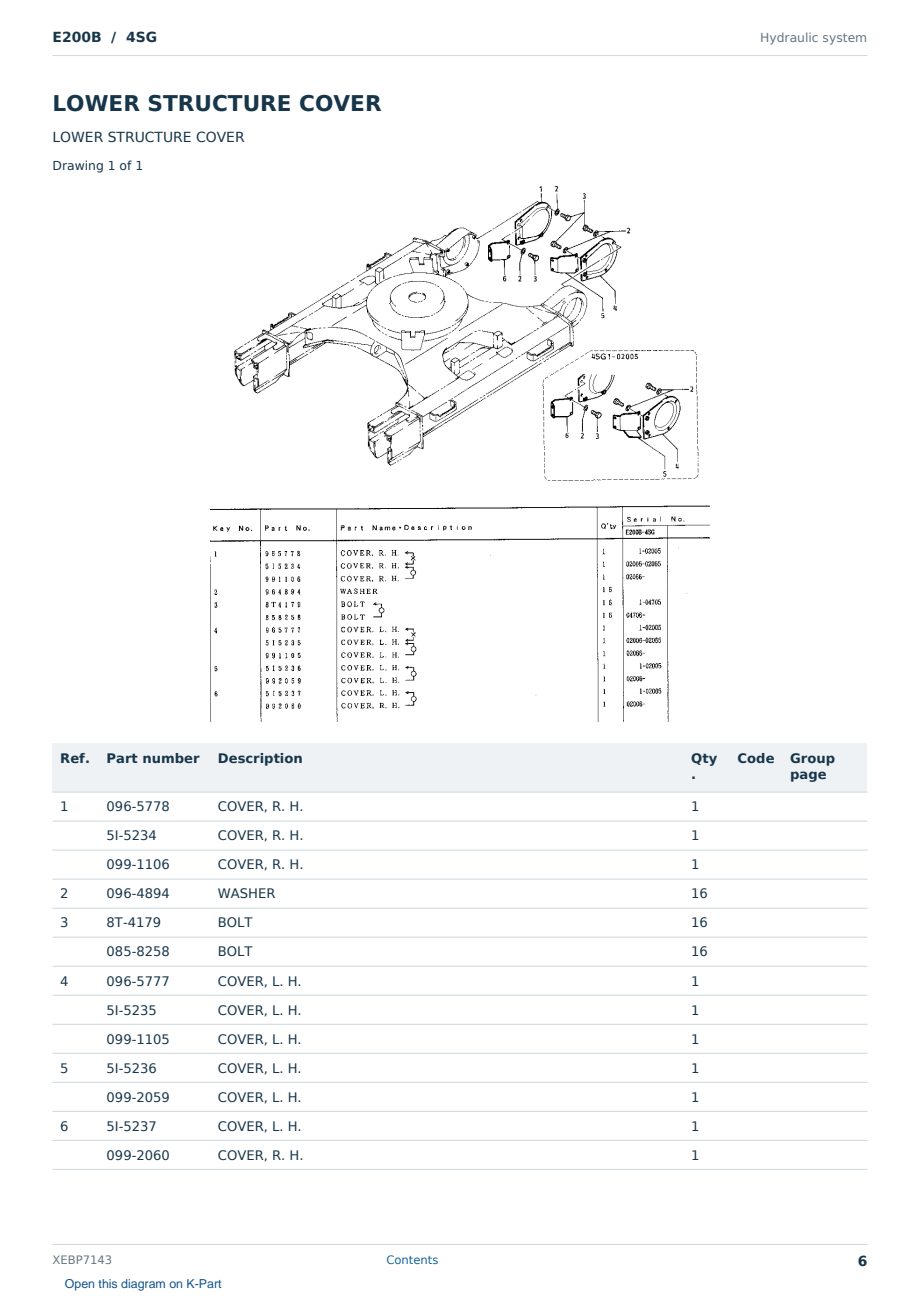Caterpillar E200B S/N 4SG Partsbook XEBP7143 (English) - sample page 6 of 10 Caterpillar E200B S/N 4SG Partsbook XEBP7143 (English) - sample page 6 of 10