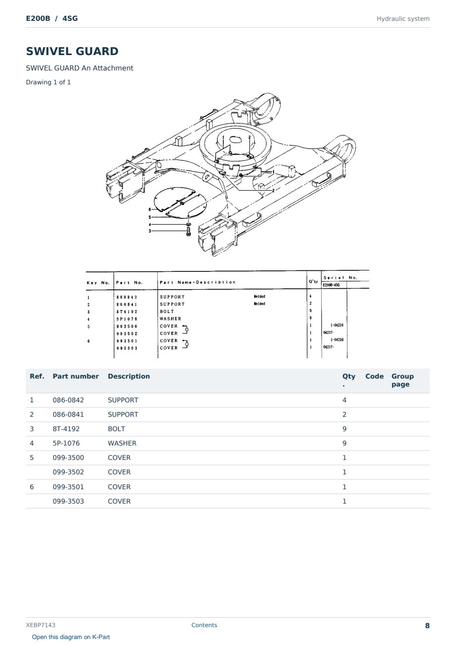 Caterpillar E200B S/N 4SG Partsbook XEBP7143 (English) - sample page 8 of 10 Caterpillar E200B S/N 4SG Partsbook XEBP7143 (English) - sample page 8 of 10