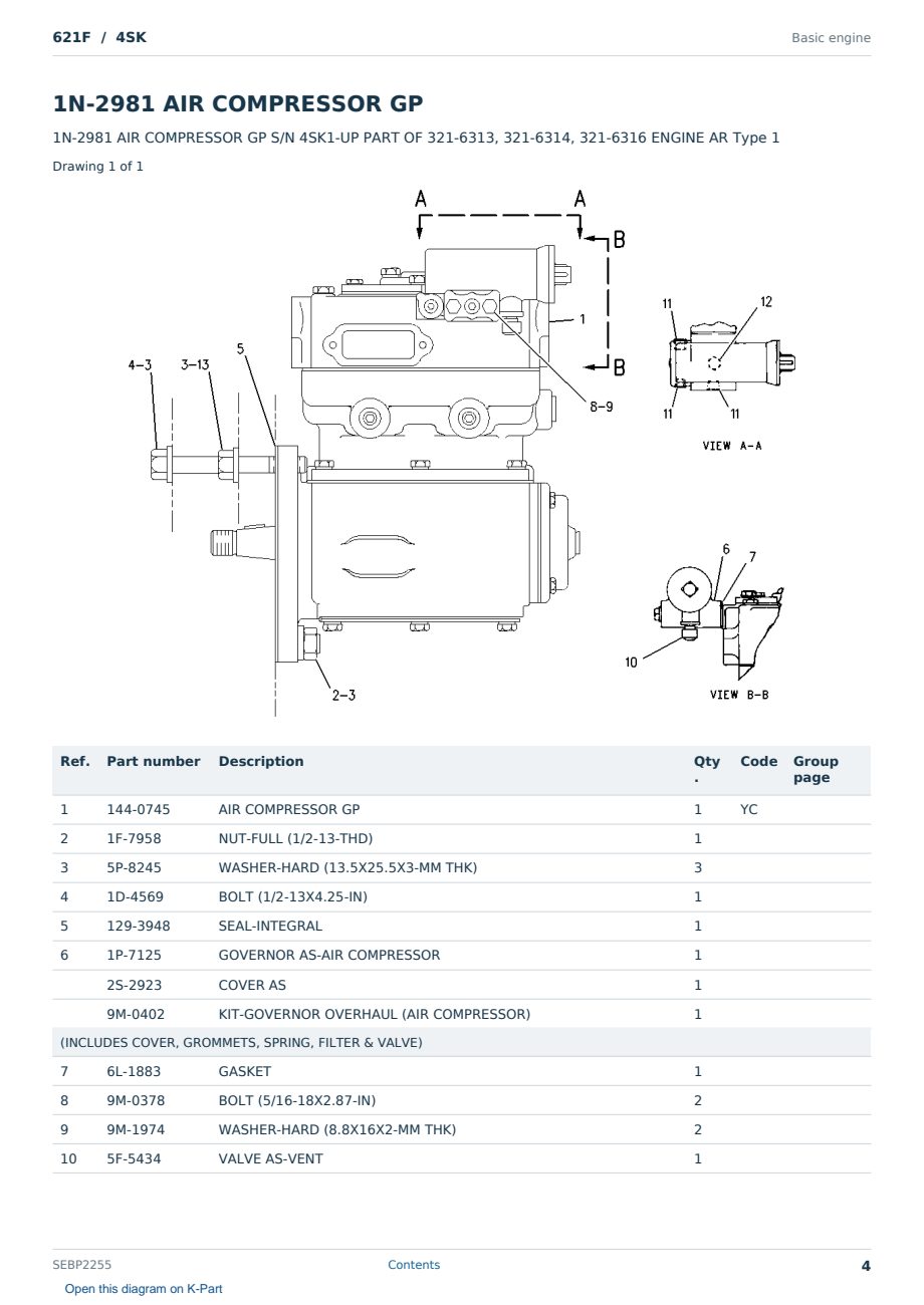 Caterpillar 621F S/N 4SK Partsbook SEBP2255 (English) - sample page 4 of 10 Caterpillar 621F S/N 4SK Partsbook SEBP2255 (English) - sample page 4 of 10