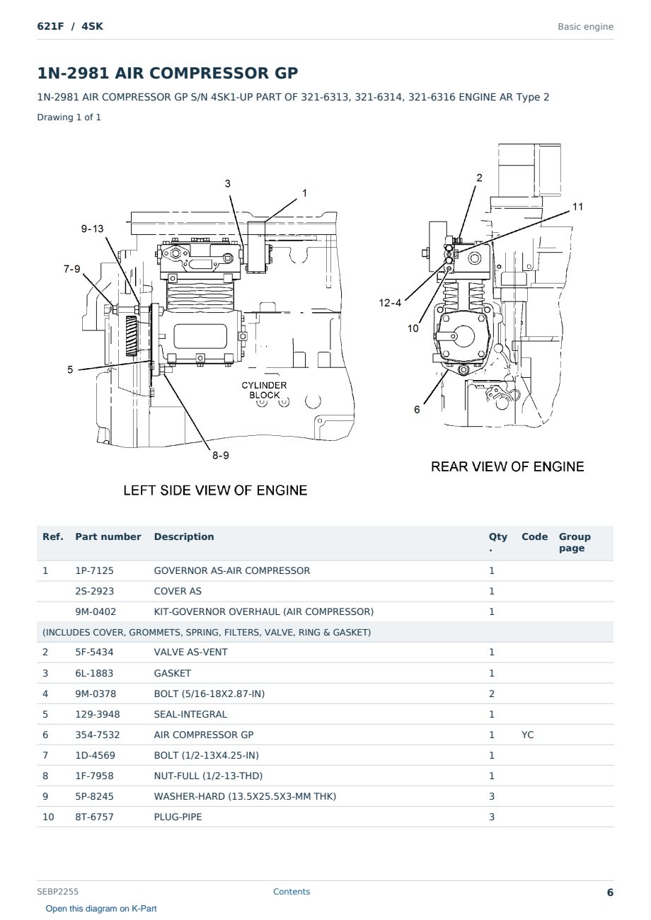 Caterpillar 621F S/N 4SK Partsbook SEBP2255 (English) - sample page 6 of 10 Caterpillar 621F S/N 4SK Partsbook SEBP2255 (English) - sample page 6 of 10
