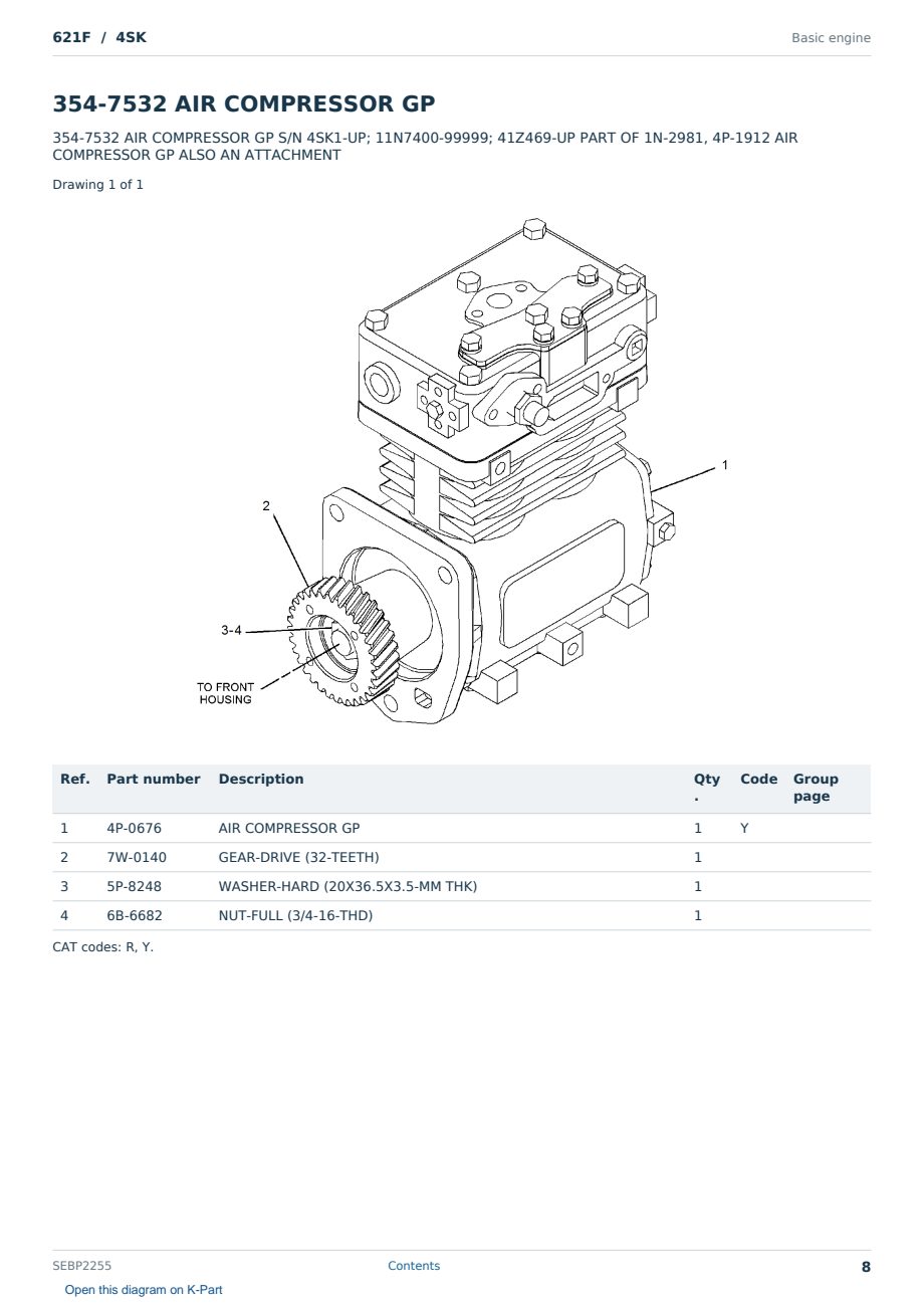 Caterpillar 621F S/N 4SK Partsbook SEBP2255 (English) - sample page 8 of 10 Caterpillar 621F S/N 4SK Partsbook SEBP2255 (English) - sample page 8 of 10