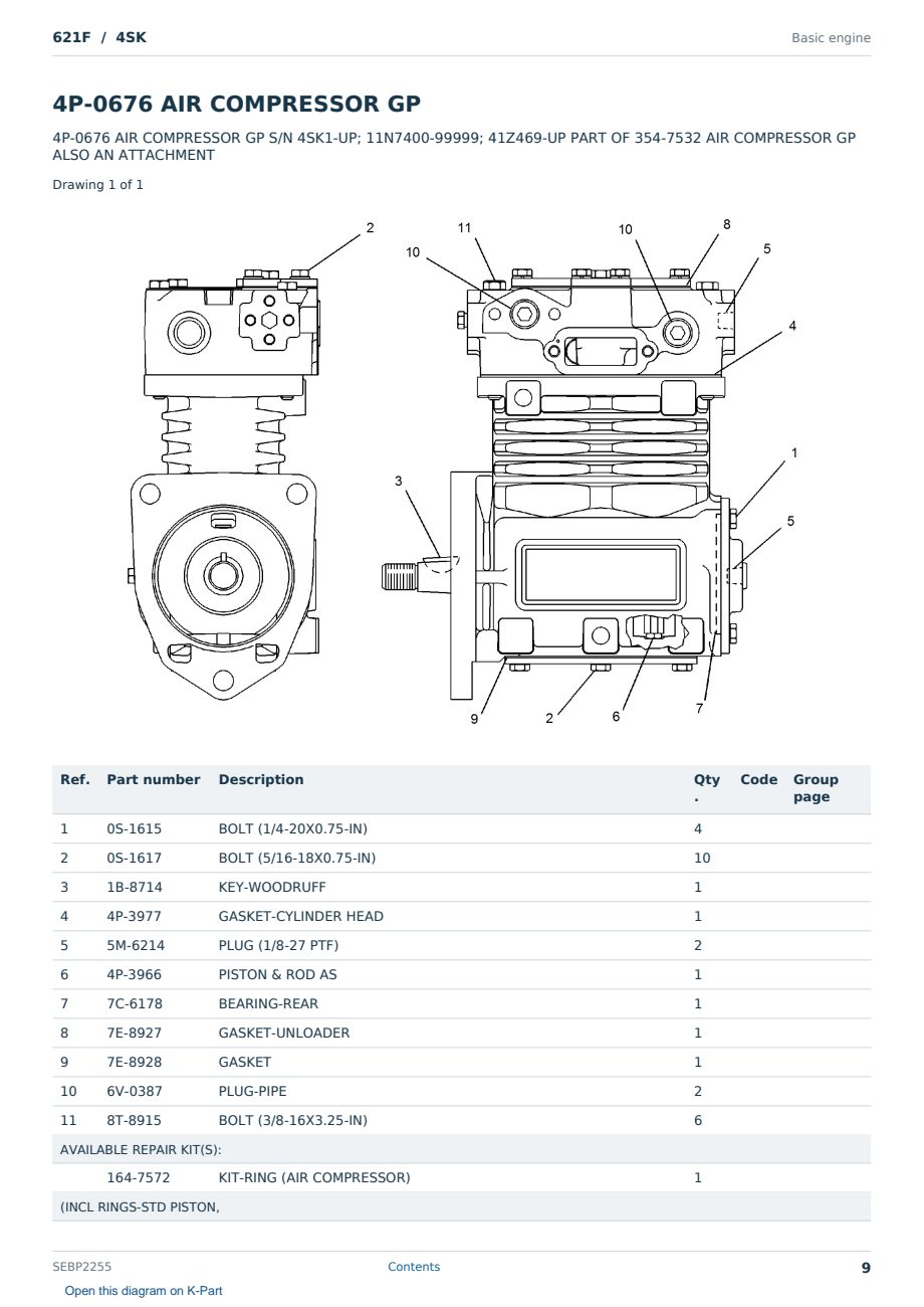 Caterpillar 621F S/N 4SK Partsbook SEBP2255 (English) - sample page 9 of 10 Caterpillar 621F S/N 4SK Partsbook SEBP2255 (English) - sample page 9 of 10