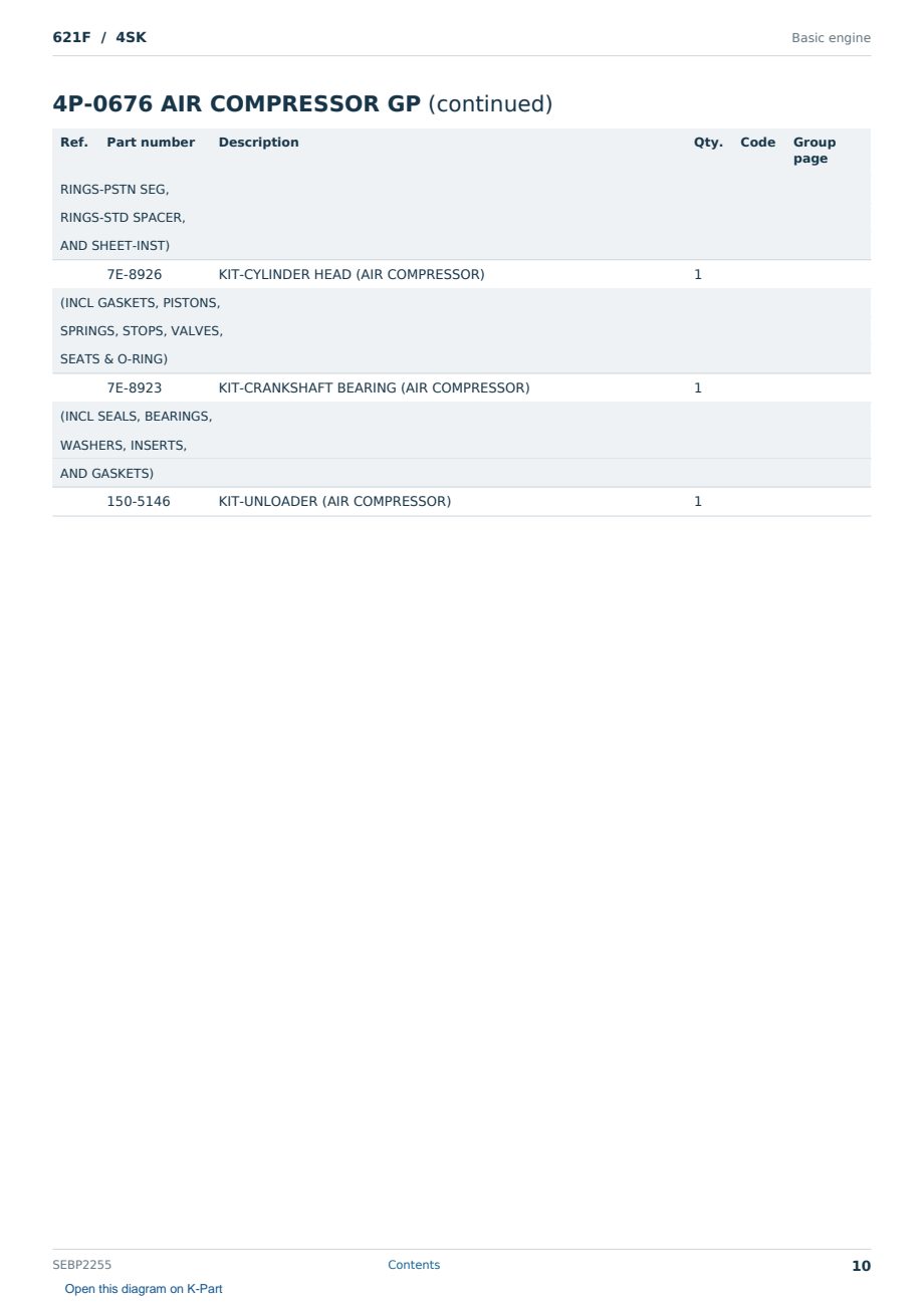 Caterpillar 621F S/N 4SK Partsbook SEBP2255 (English) - sample page 10 of 10 Caterpillar 621F S/N 4SK Partsbook SEBP2255 (English) - sample page 10 of 10