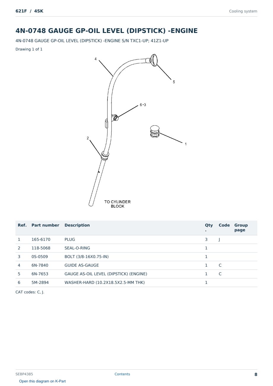 Caterpillar 621F S/N 4SK Partsbook SEBP4385 (English) - sample page 8 of 10 Caterpillar 621F S/N 4SK Partsbook SEBP4385 (English) - sample page 8 of 10