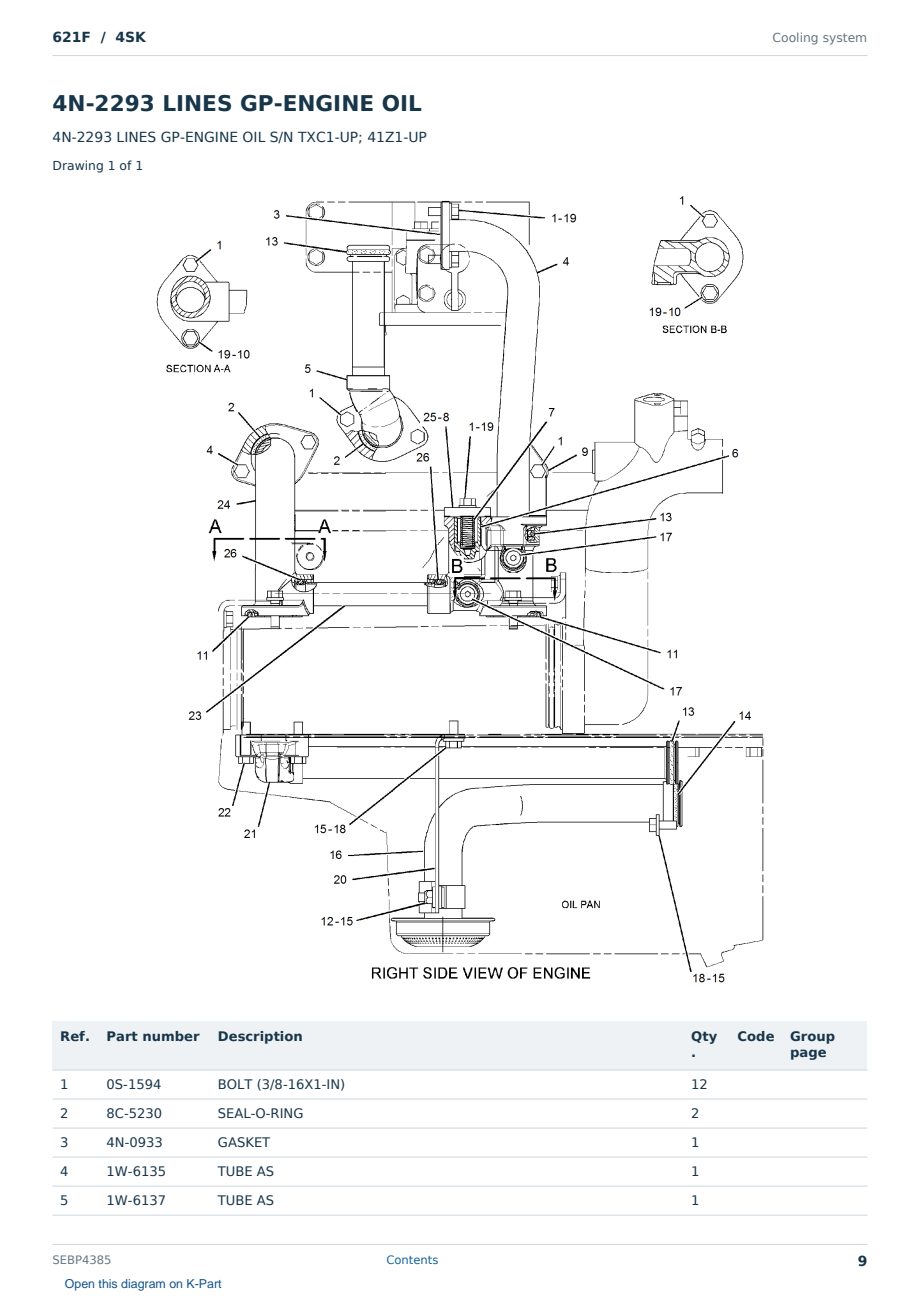 Caterpillar 621F S/N 4SK Partsbook SEBP4385 (English) - sample page 9 of 10 Caterpillar 621F S/N 4SK Partsbook SEBP4385 (English) - sample page 9 of 10