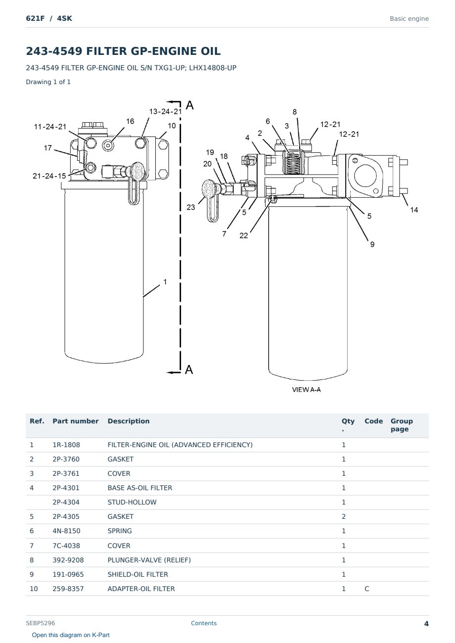 Caterpillar 621F S/N 4SK Partsbook SEBP5296 (English) - sample page 4 of 10 Caterpillar 621F S/N 4SK Partsbook SEBP5296 (English) - sample page 4 of 10