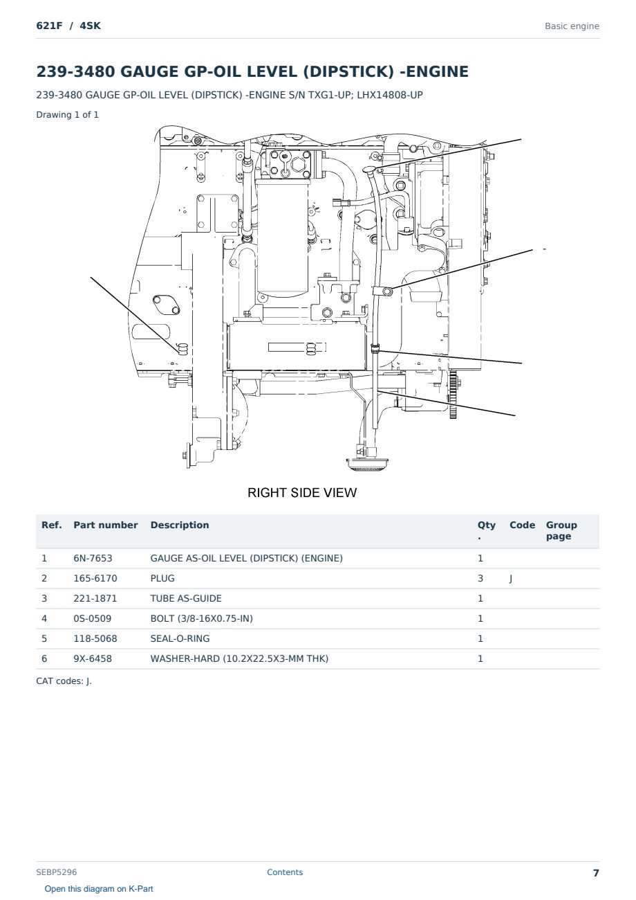 Caterpillar 621F S/N 4SK Partsbook SEBP5296 (English) - sample page 7 of 10 Caterpillar 621F S/N 4SK Partsbook SEBP5296 (English) - sample page 7 of 10