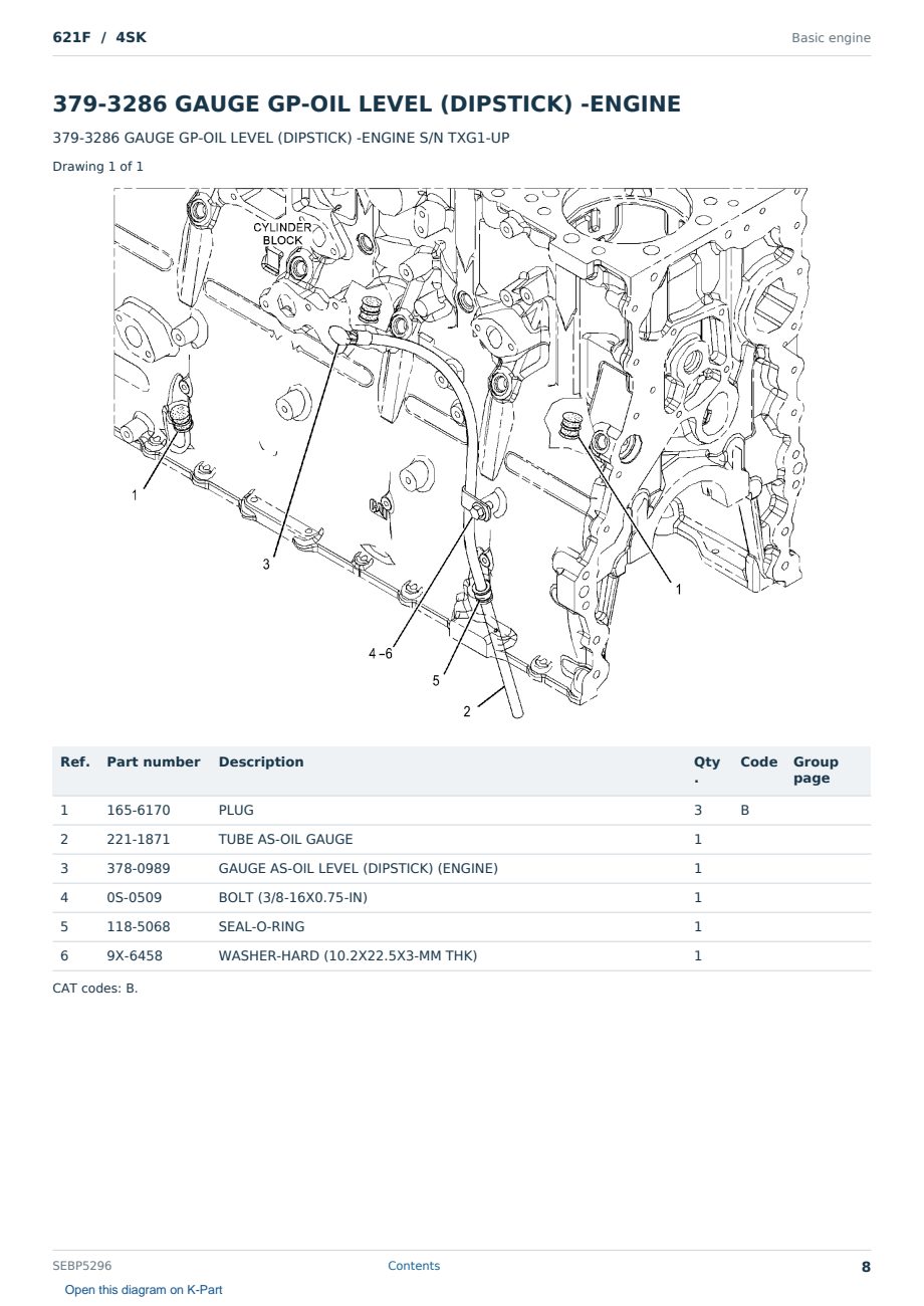 Caterpillar 621F S/N 4SK Partsbook SEBP5296 (English) - sample page 8 of 10 Caterpillar 621F S/N 4SK Partsbook SEBP5296 (English) - sample page 8 of 10