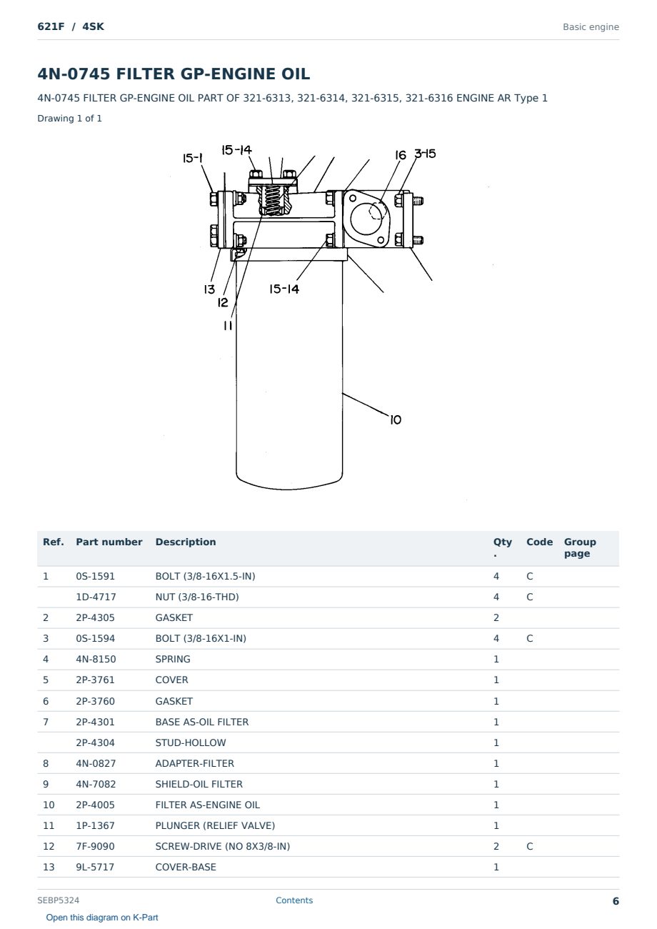 Caterpillar 621F S/N 4SK Partsbook SEBP5324 (English) - sample page 6 of 10 Caterpillar 621F S/N 4SK Partsbook SEBP5324 (English) - sample page 6 of 10