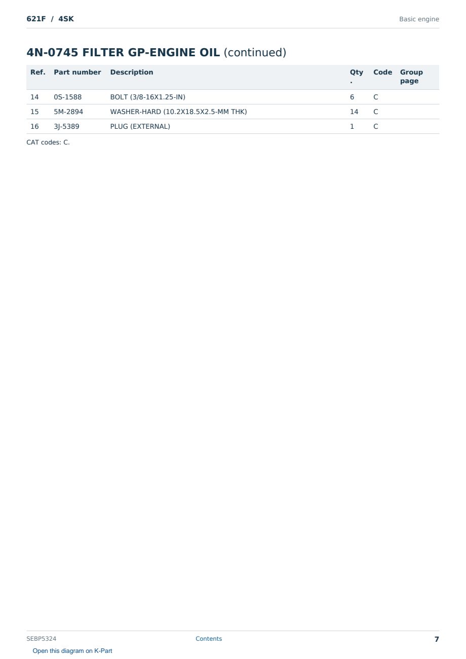 Caterpillar 621F S/N 4SK Partsbook SEBP5324 (English) - sample page 7 of 10 Caterpillar 621F S/N 4SK Partsbook SEBP5324 (English) - sample page 7 of 10