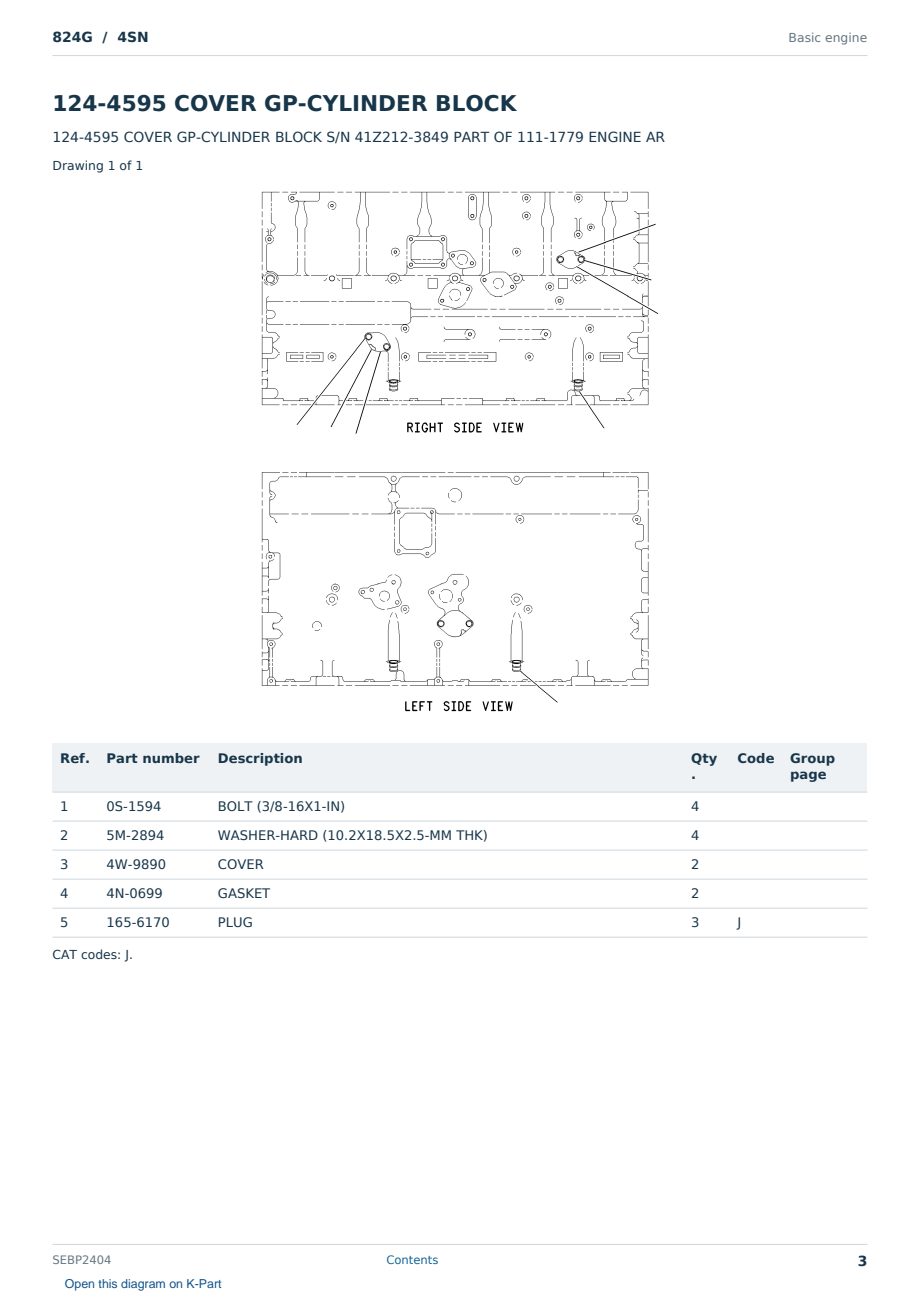 Caterpillar 824G S/N 4SN Partsbook SEBP2404 (English) - sample page 3 of 10 Caterpillar 824G S/N 4SN Partsbook SEBP2404 (English) - sample page 3 of 10
