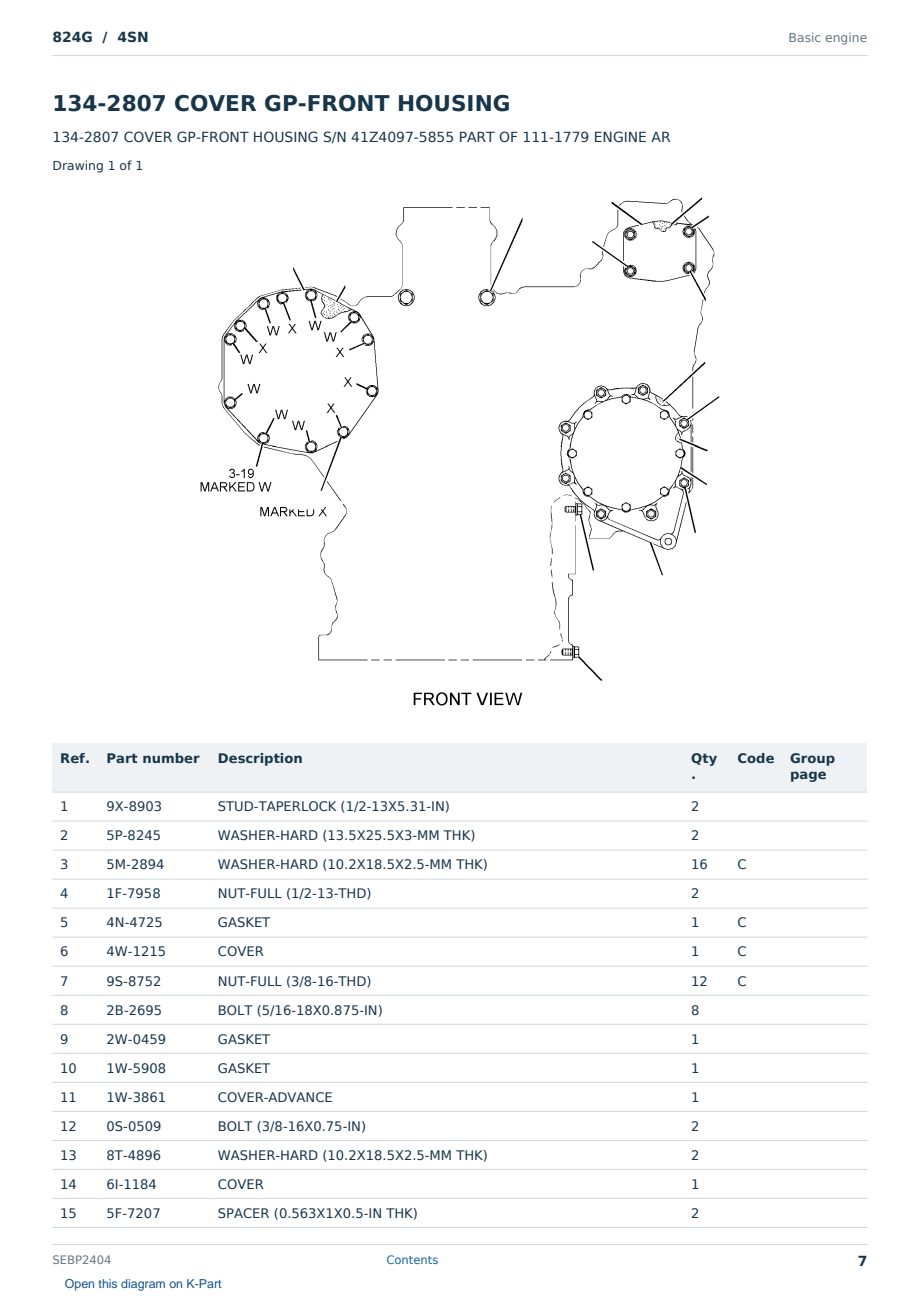 Caterpillar 824G S/N 4SN Partsbook SEBP2404 (English) - sample page 7 of 10 Caterpillar 824G S/N 4SN Partsbook SEBP2404 (English) - sample page 7 of 10