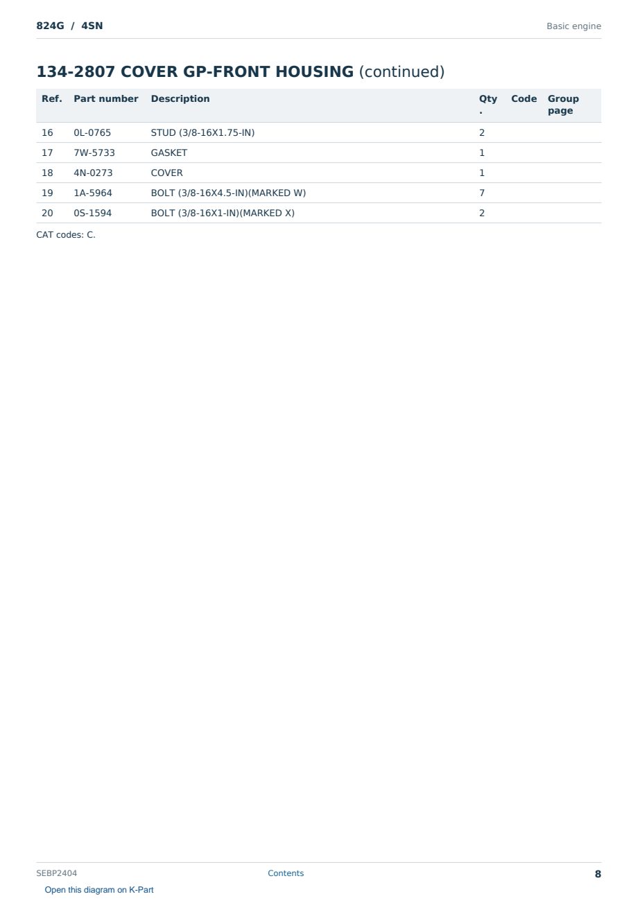 Caterpillar 824G S/N 4SN Partsbook SEBP2404 (English) - sample page 8 of 10 Caterpillar 824G S/N 4SN Partsbook SEBP2404 (English) - sample page 8 of 10
