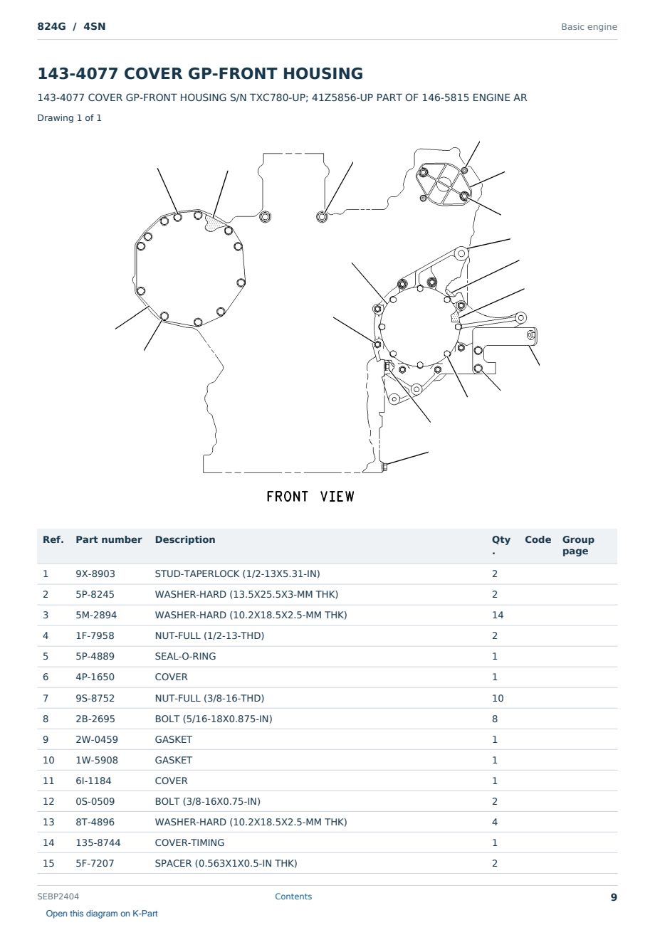 Caterpillar 824G S/N 4SN Partsbook SEBP2404 (English) - sample page 9 of 10 Caterpillar 824G S/N 4SN Partsbook SEBP2404 (English) - sample page 9 of 10