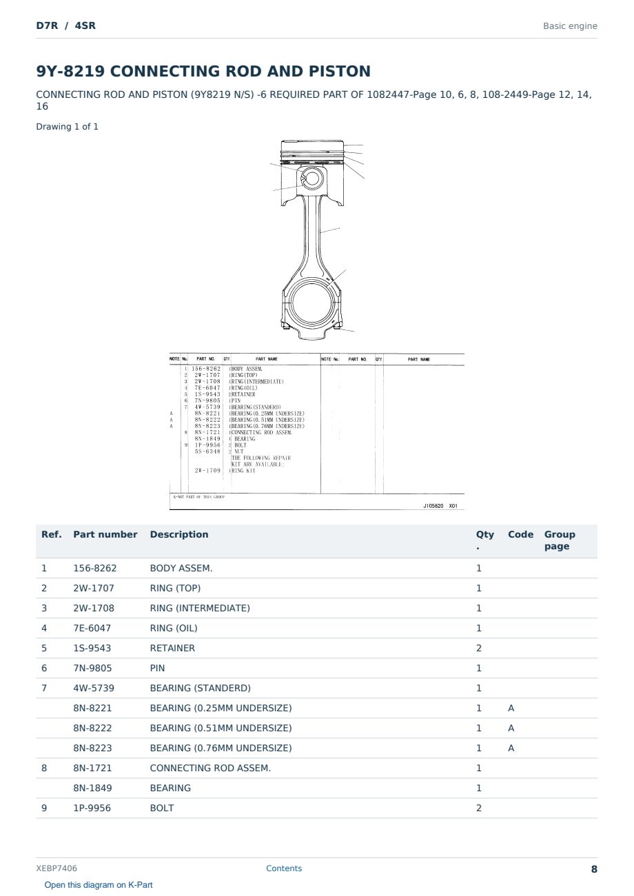 Caterpillar D7R S/N 4SR Partsbook XEBP7406 (English) - sample page 8 of 10 Caterpillar D7R S/N 4SR Partsbook XEBP7406 (English) - sample page 8 of 10