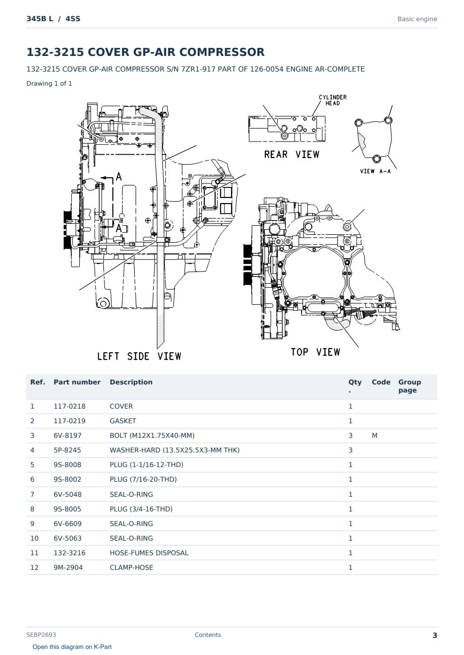 Caterpillar 345B L S/N 4SS Partsbook SEBP2693 (English) - sample page 3 of 10 Caterpillar 345B L S/N 4SS Partsbook SEBP2693 (English) - sample page 3 of 10
