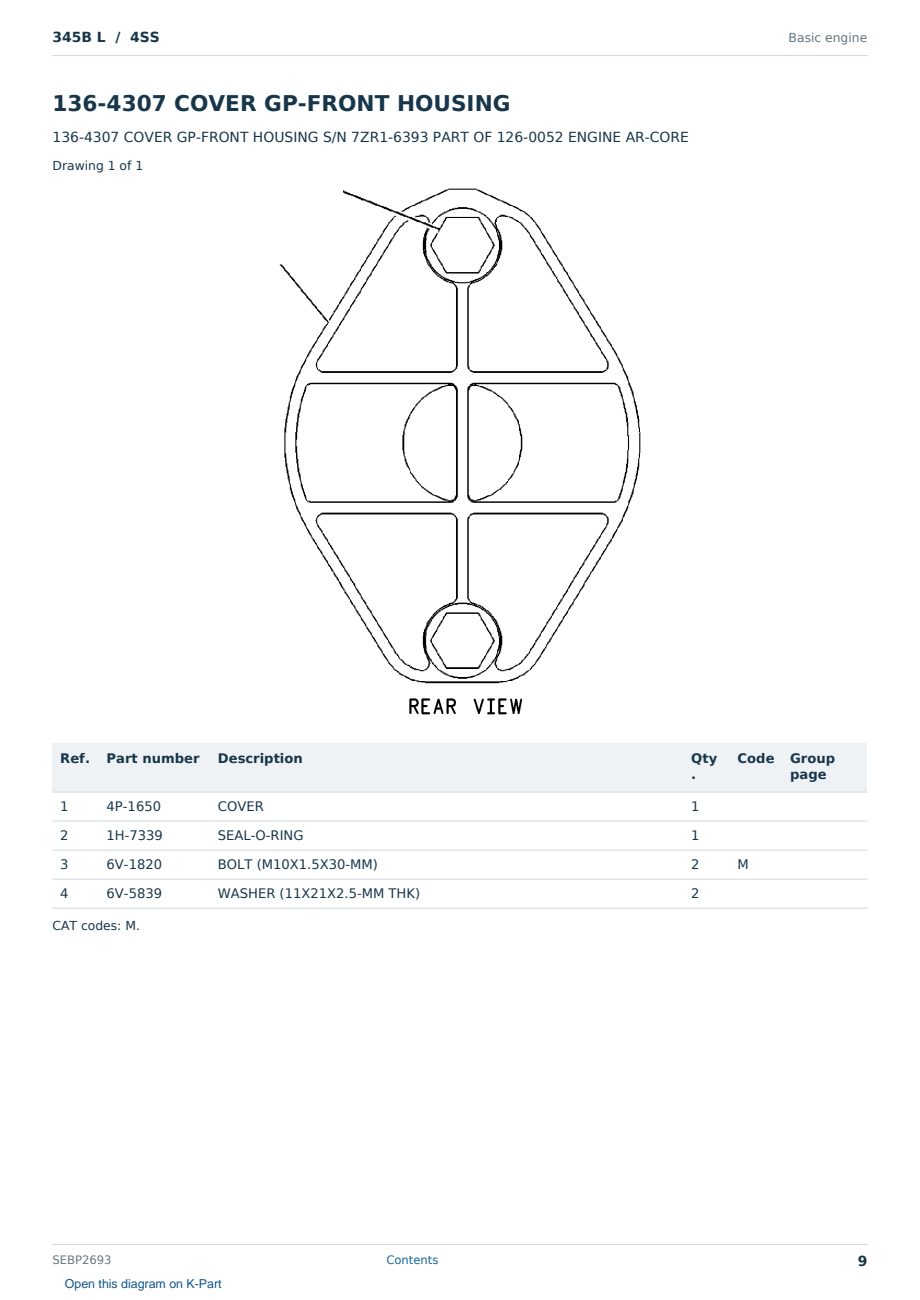 Caterpillar 345B L S/N 4SS Partsbook SEBP2693 (English) - sample page 9 of 10 Caterpillar 345B L S/N 4SS Partsbook SEBP2693 (English) - sample page 9 of 10