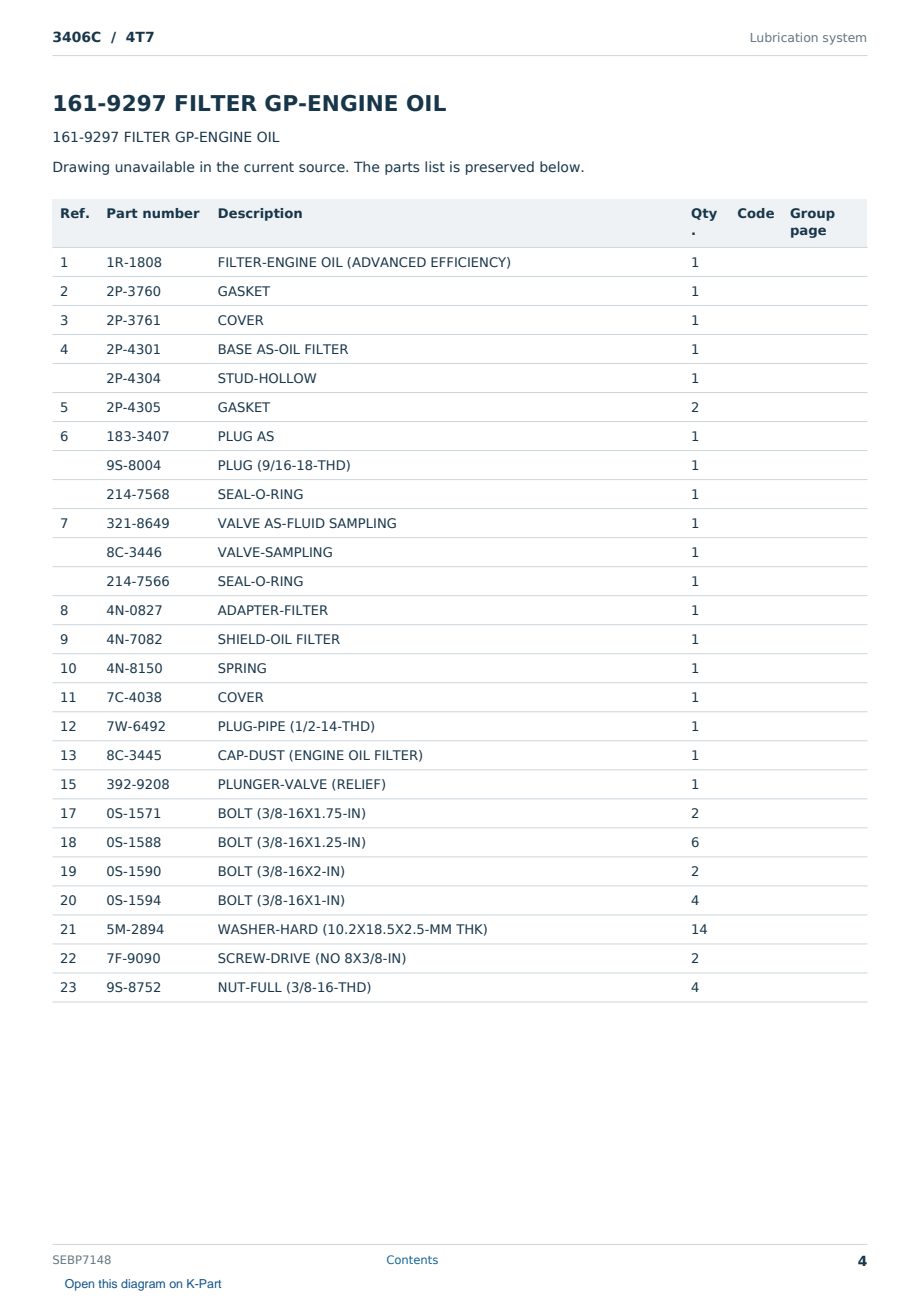 Caterpillar 3406C S/N 4T7 Partsbook SEBP7148 (English) - sample page 4 of 10 Caterpillar 3406C S/N 4T7 Partsbook SEBP7148 (English) - sample page 4 of 10