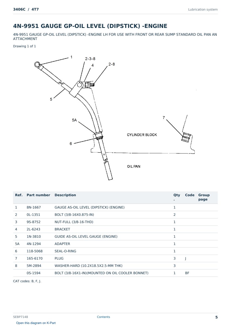 Caterpillar 3406C S/N 4T7 Partsbook SEBP7148 (English) - sample page 5 of 10 Caterpillar 3406C S/N 4T7 Partsbook SEBP7148 (English) - sample page 5 of 10