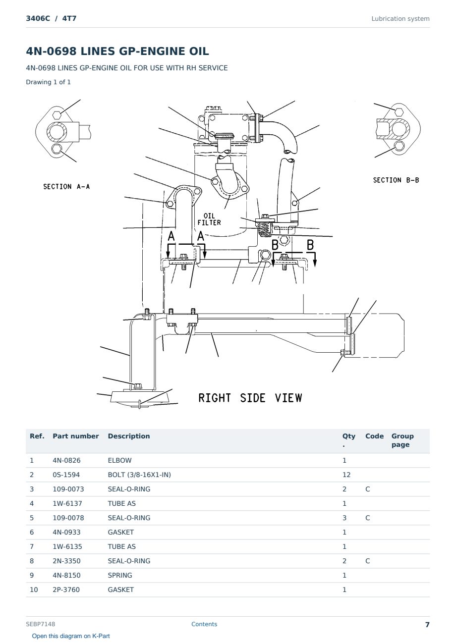 Caterpillar 3406C S/N 4T7 Partsbook SEBP7148 (English) - sample page 7 of 10 Caterpillar 3406C S/N 4T7 Partsbook SEBP7148 (English) - sample page 7 of 10