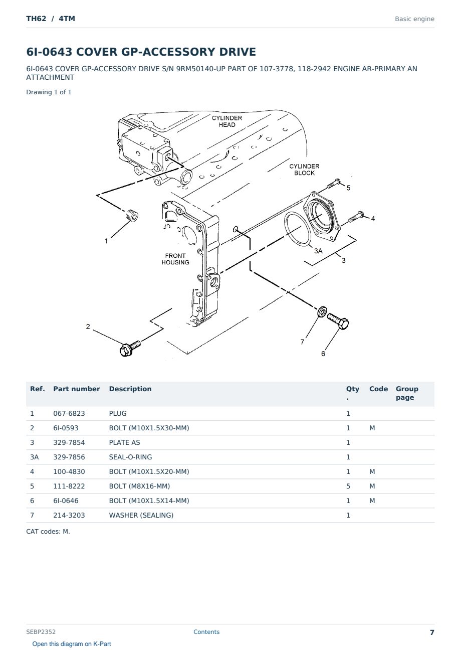 Caterpillar TH62 S/N 4TM Partsbook SEBP2352 (English) - sample page 7 of 10 Caterpillar TH62 S/N 4TM Partsbook SEBP2352 (English) - sample page 7 of 10