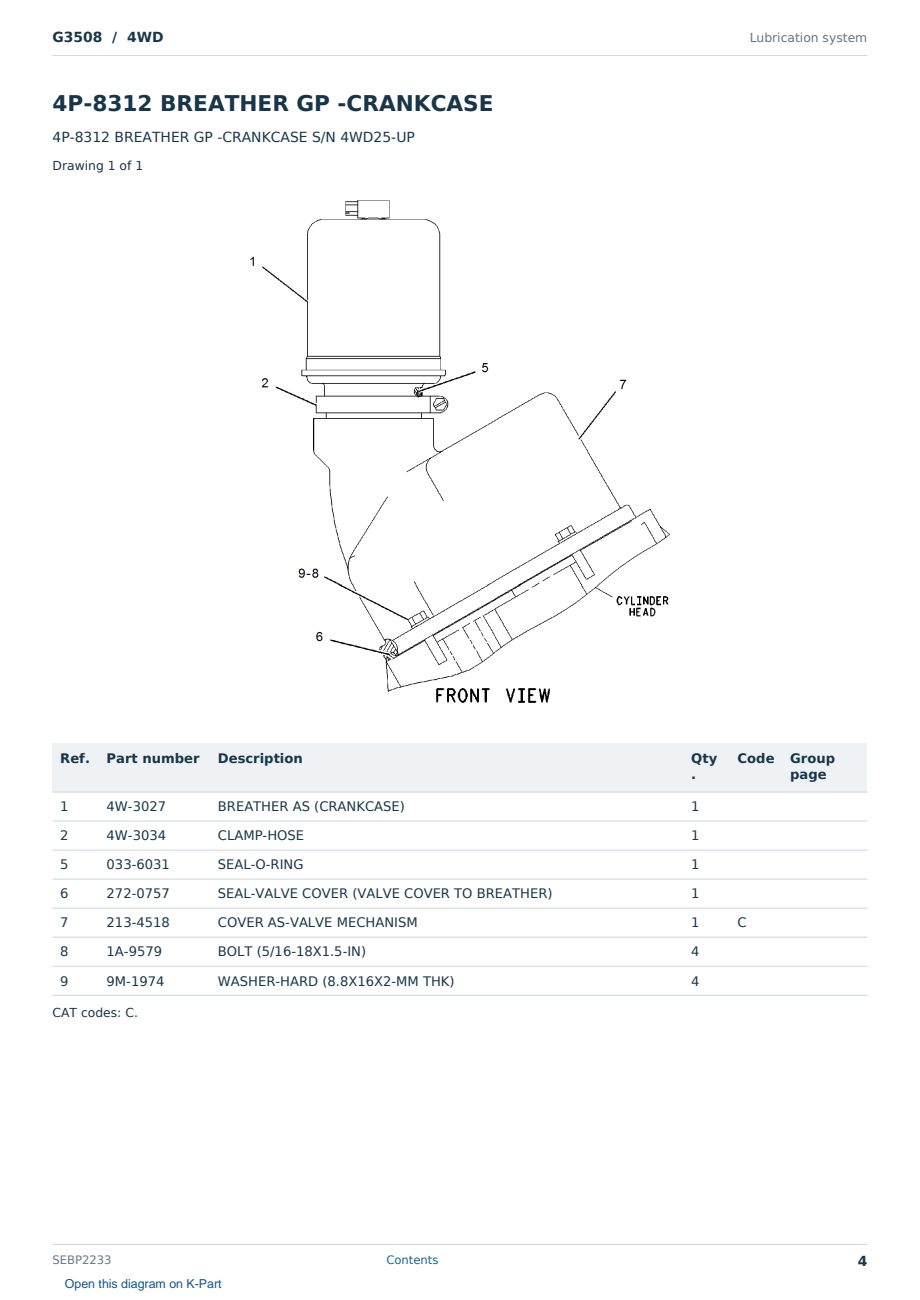 Caterpillar G3508 S/N 4WD Partsbook SEBP2233 (English) - sample page 4 of 10 Caterpillar G3508 S/N 4WD Partsbook SEBP2233 (English) - sample page 4 of 10